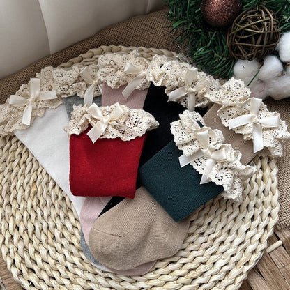 Knee High Lace  Ruffle Long Sock