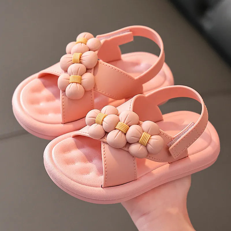 Princess Flower Platform Sandals: Stylish and Comfortable Pink Flats for Girls