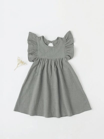 Baby Girls' Tie-back Overall Dress: Cotton Summer Casual Wear