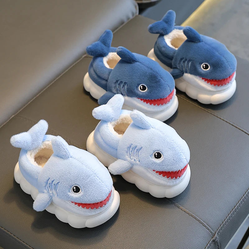 Cartoon Shark Cotton Slippers - Warm and Non-slip for Kids (Winter Edition)