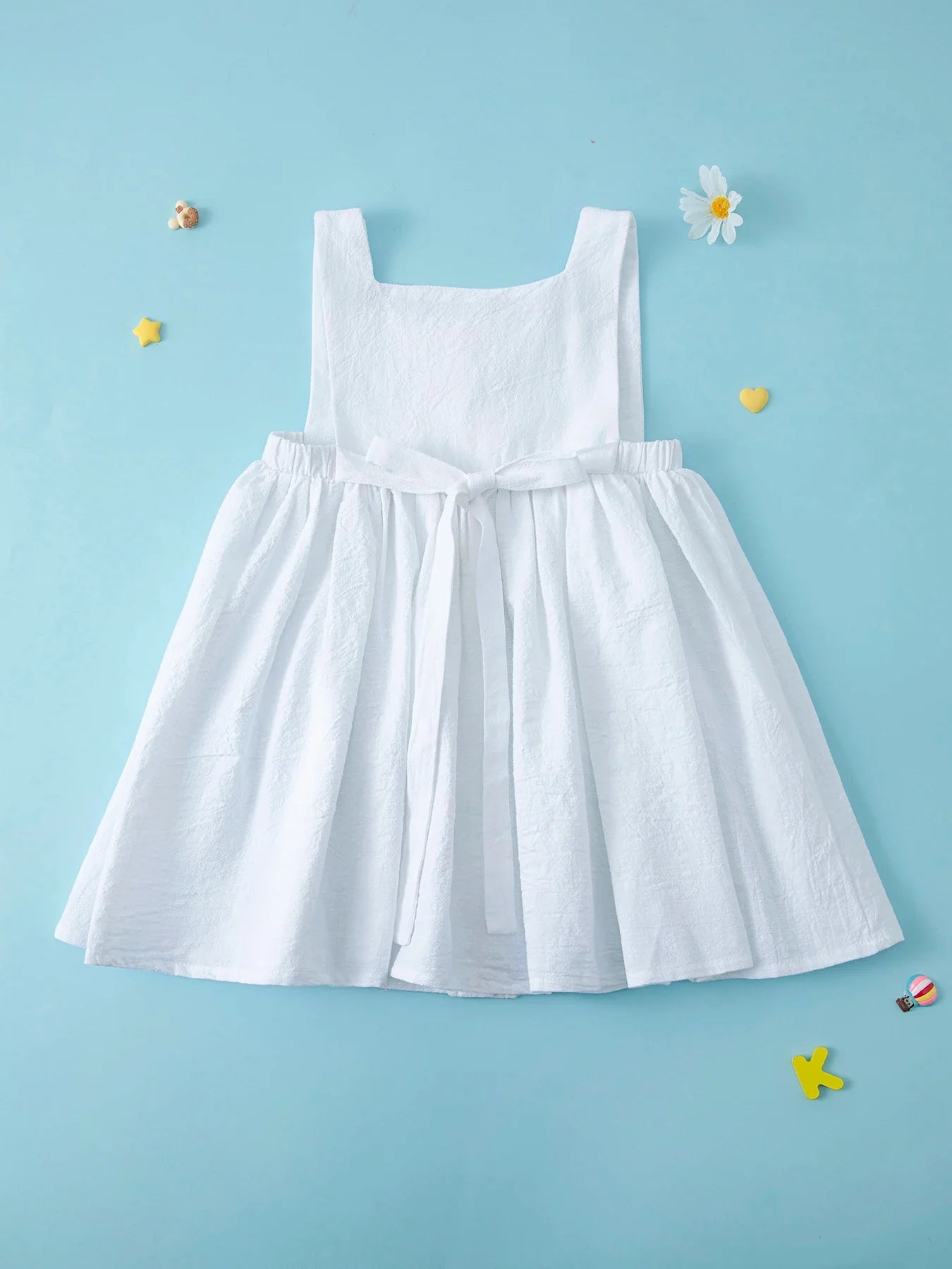 Summer Princess Dress: Solid Color Pleated Sleeveless Cotton