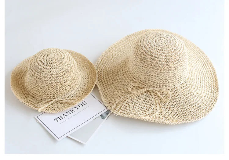 Child Summer Straw Hat: Foldable Beach Cap