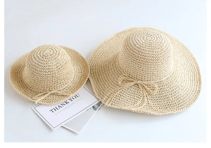 Child Summer Straw Hat: Foldable Beach Cap