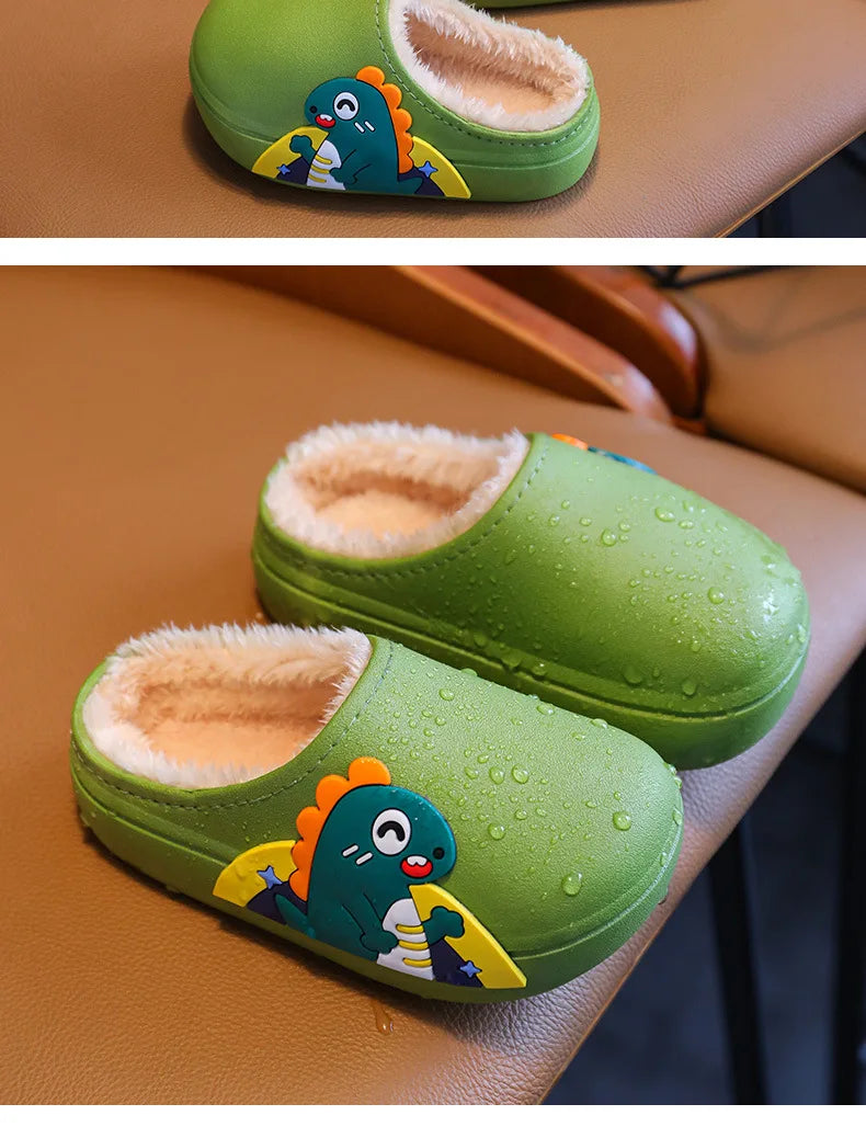 Cartoon Winter Slippers - Warm, Waterproof, Non-Slip for Kids and Parents