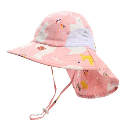 Summer Cartoon Neck Protective Kids Caps