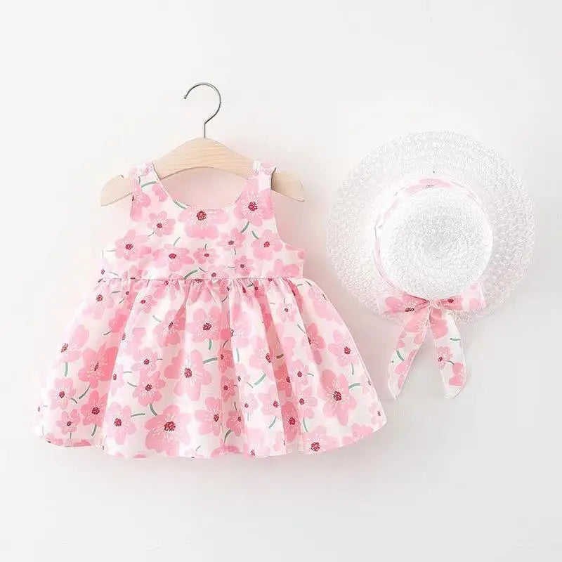 Sweet Summer Bow Floral Dress Set for Girls (3months-3 years)