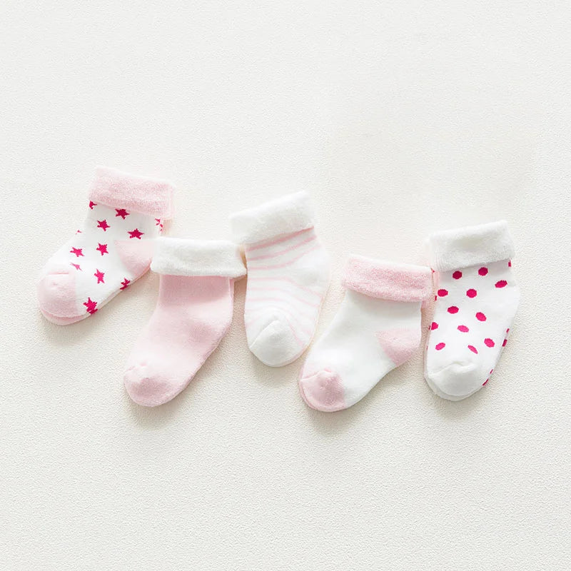 5 Pairs Thicken Cartoon Comfort Cotton Newborn Socks