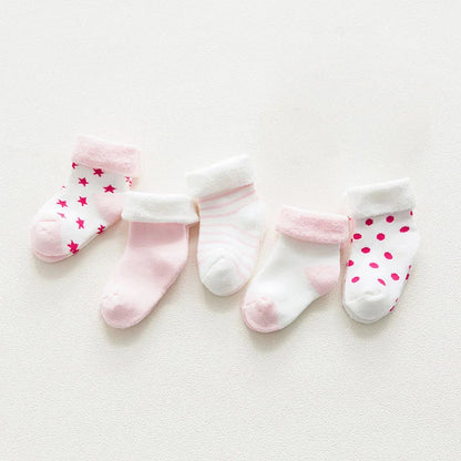 5 Pairs Thicken Cartoon Comfort Cotton Newborn Socks