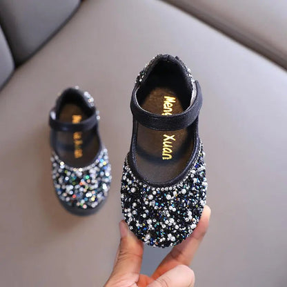 Rhinestone Leather Princess Shoes - Girls' Spring