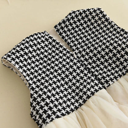 Girls' Checkered Tank Dress + Retro Coat Set (2-6Y)