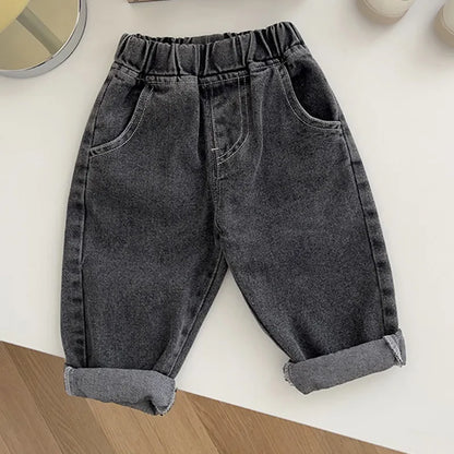 Baby Solid Jeans - Casual, Soft Denim Pants for Boys and Girls
