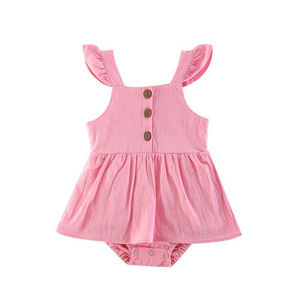 Button Dress with Pocket Baby Overall Rompers Family Matching Outfits