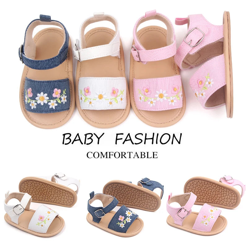 Embroidered Flower Baby Girl Summer Sandals