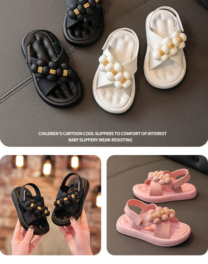 Princess Flower Platform Sandals: Stylish and Comfortable Pink Flats for Girls