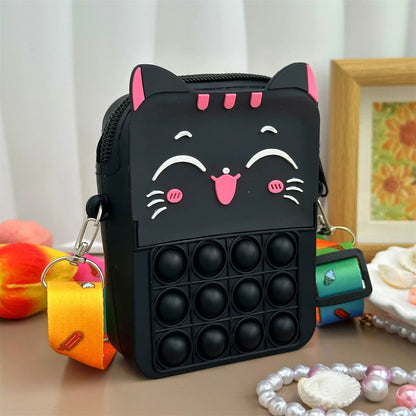 Girls Cute Cat Messenger Bag: Stylish & Educational