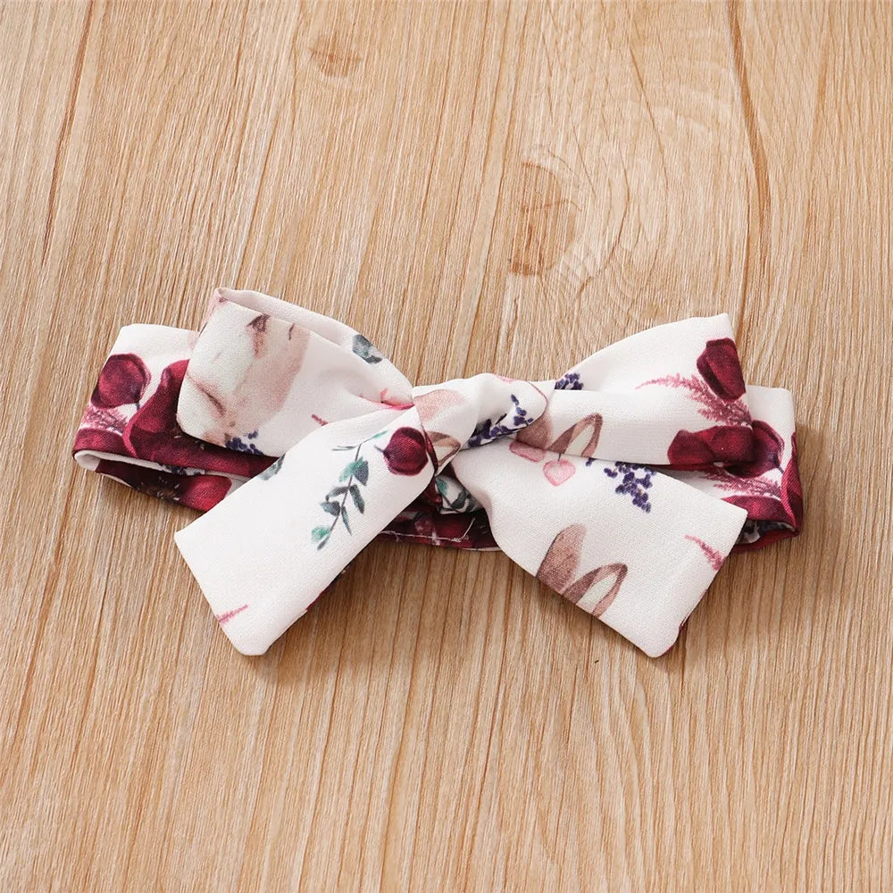 Baby Girl Red Long Sleeve Bodysuit + Flower Strap Pants Set