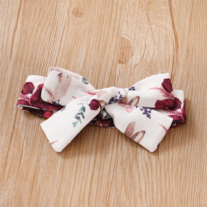 Baby Girl Red Long Sleeve Bodysuit + Flower Strap Pants Set