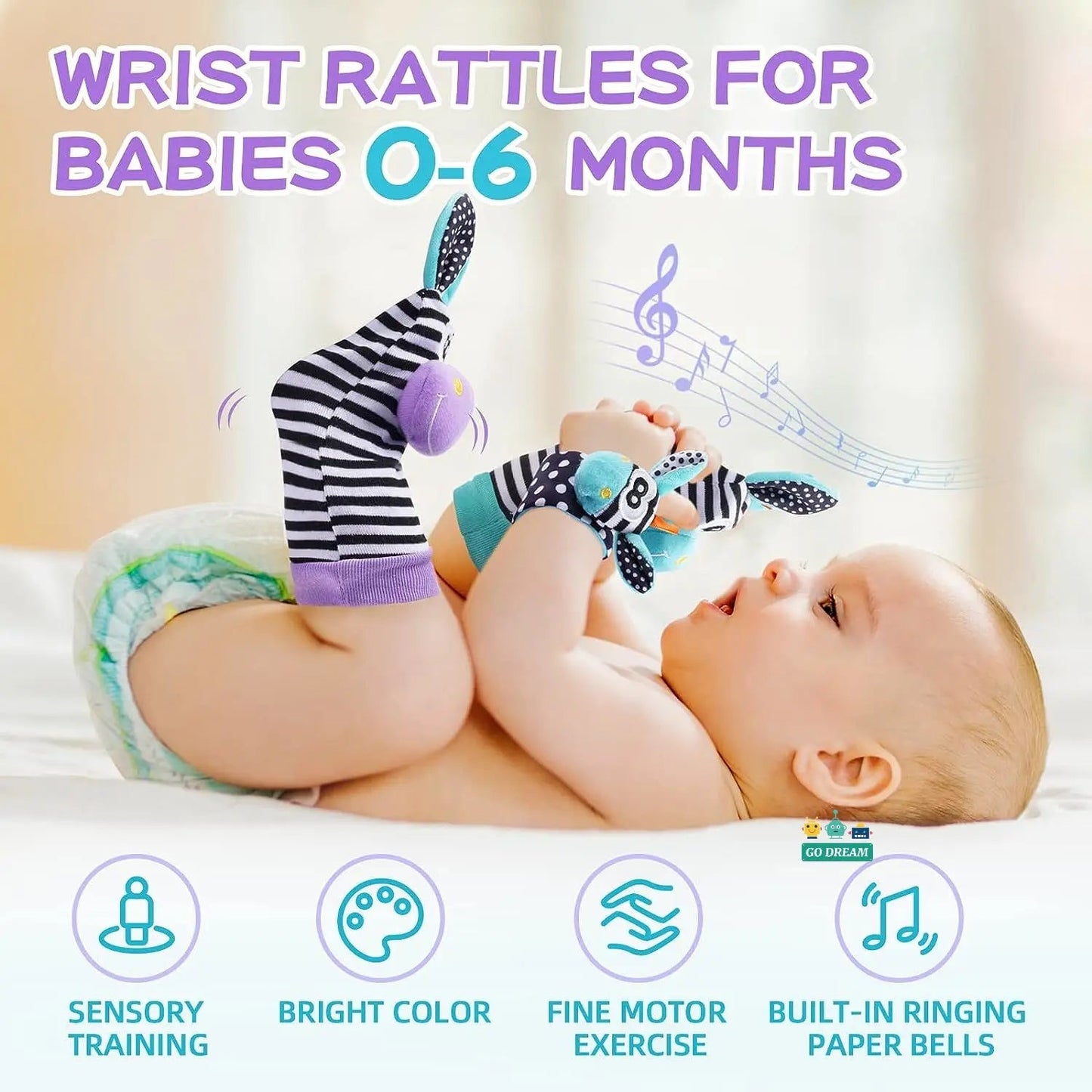 Infant Wrist Rattle Socks: Early Educational Sensory Toy