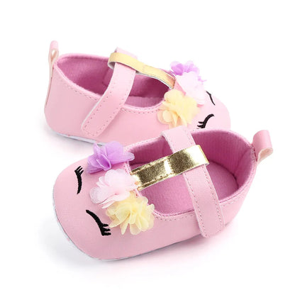 Prewalking Shoes: Soft PU Toddler Girl Shoes with Cute Flower Design