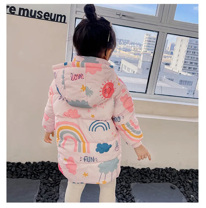 New Kids' Winter Hooded Jacket - Cotton Warm Outerwear (2-7 Years)