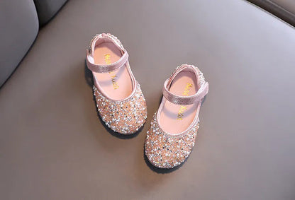 Rhinestone Leather Princess Shoes - Girls' Spring