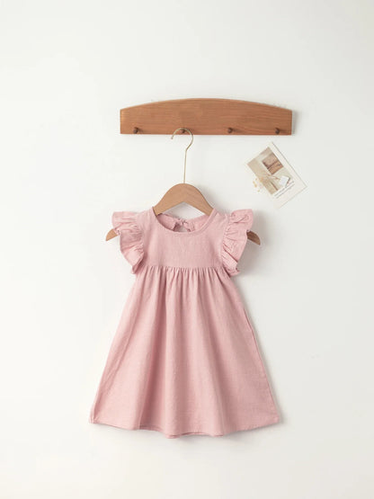 Baby Girls' Tie-back Overall Dress: Cotton Summer Casual Wear