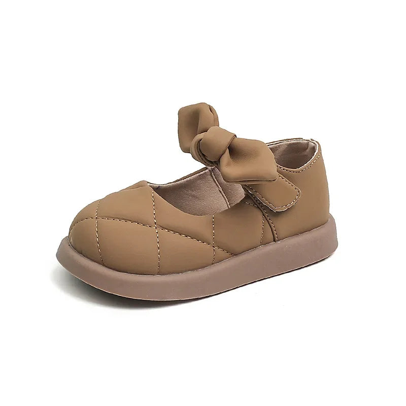 Girls' Bow Leather Shoes: Soft Spring/Autumn Style