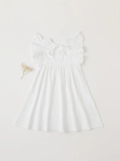 Baby Girls' Tie-back Overall Dress: Cotton Summer Casual Wear