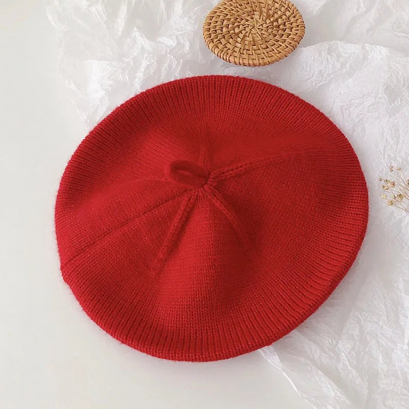 Fashion Baby Beret: Vintage Knitted Hat for Kids