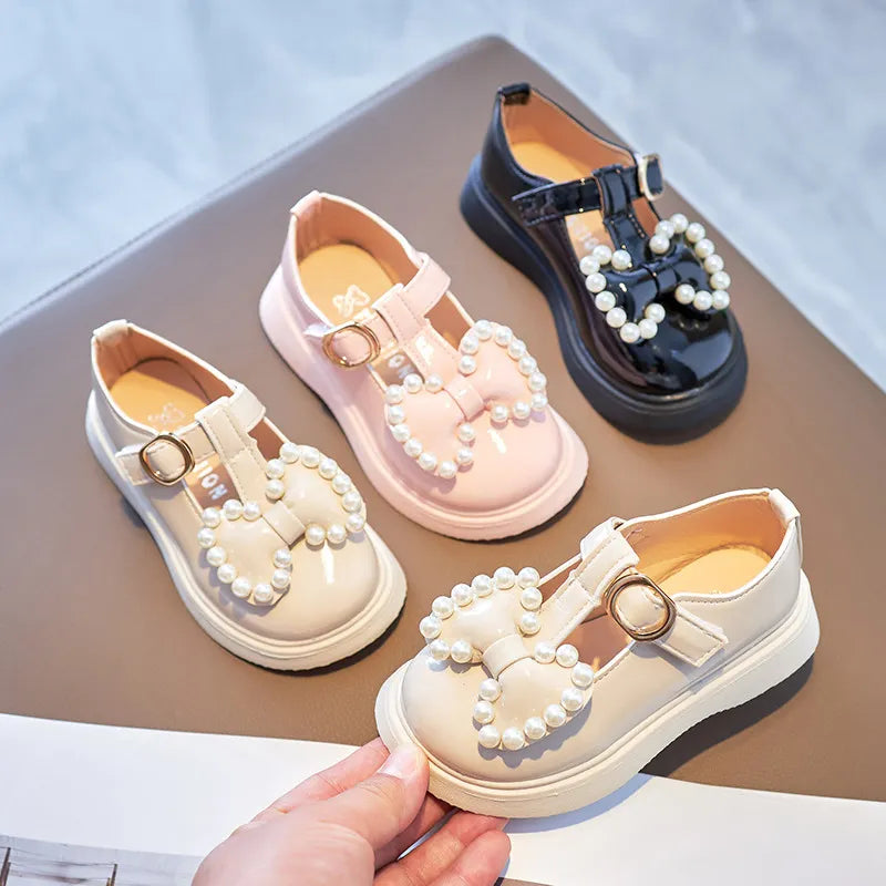 Girls Princess Flats with Bow-knot & Pearls