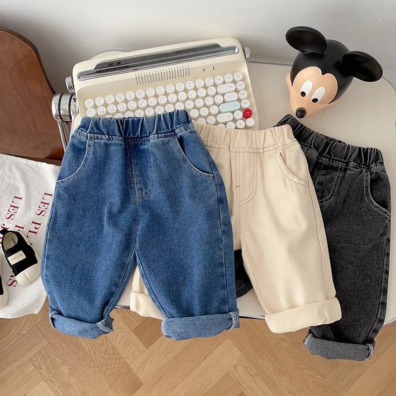 Baby Solid Jeans - Casual, Soft Denim Pants for Boys and Girls