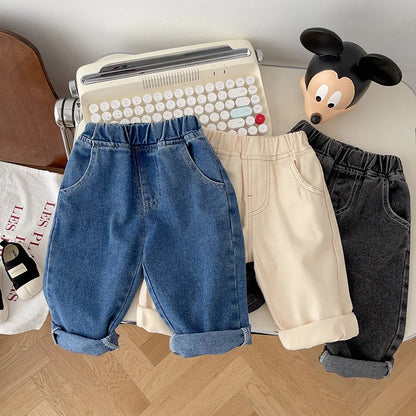 Baby Solid Jeans - Casual, Soft Denim Pants for Boys and Girls
