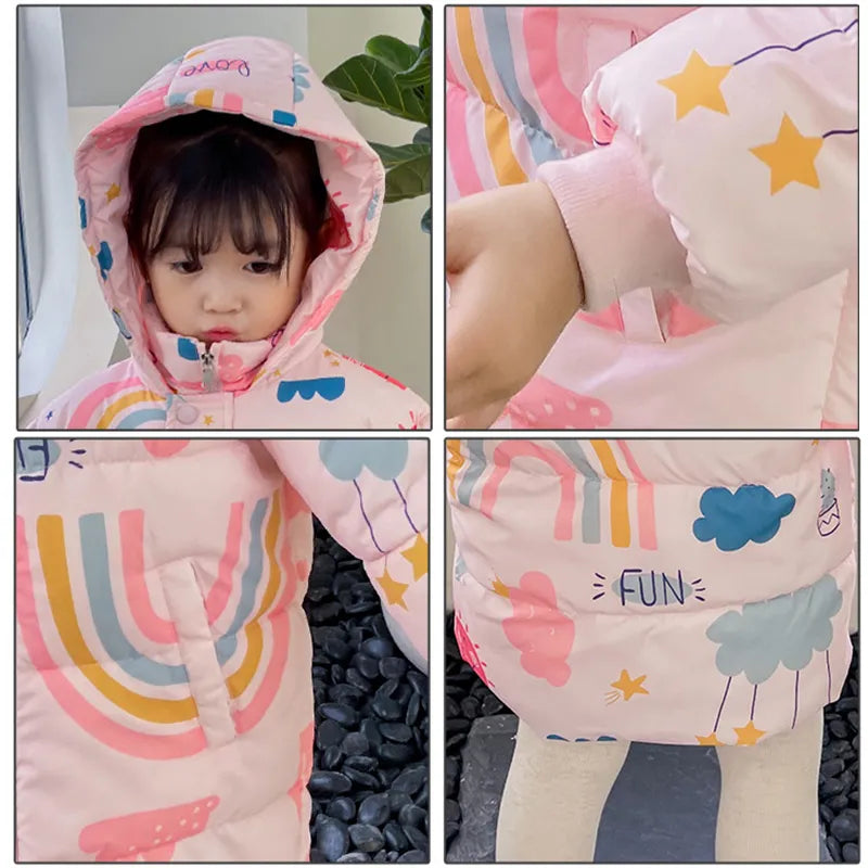 New Kids' Winter Hooded Jacket - Cotton Warm Outerwear (2-7 Years)