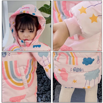 New Kids' Winter Hooded Jacket - Cotton Warm Outerwear (2-7 Years)