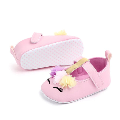 Prewalking Shoes: Soft PU Toddler Girl Shoes with Cute Flower Design