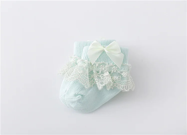 Newborn Baby Girls' Lace Socks with Princess Bow