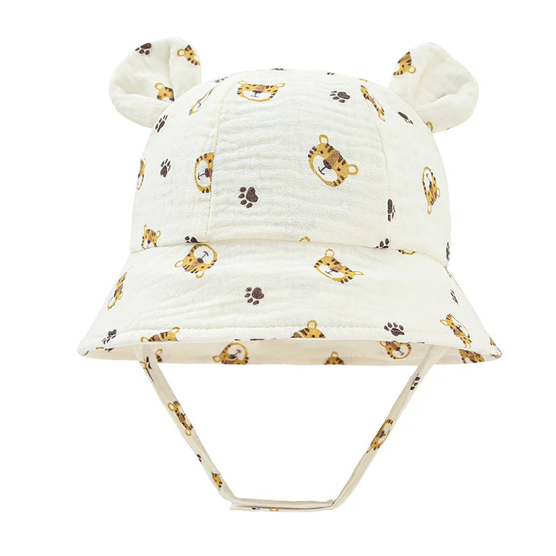 Printed Muslin Baby Bucket Hat: Cute Panama Fisherman Cap