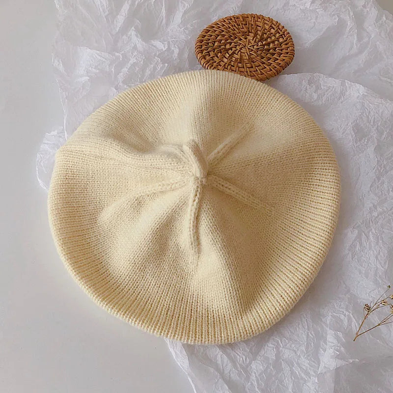 Fashion Baby Beret: Vintage Knitted Hat for Kids