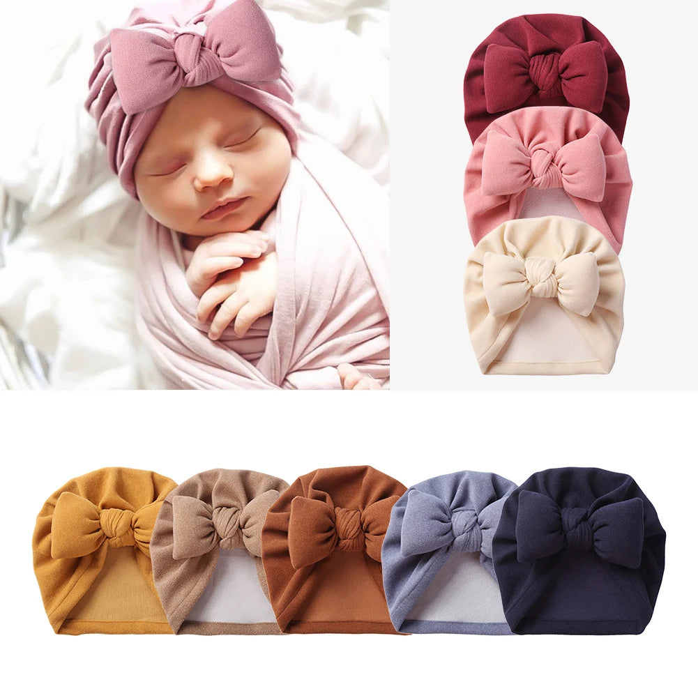 Cashmere Baby Hat: Warm Bow Topknot Bonnet