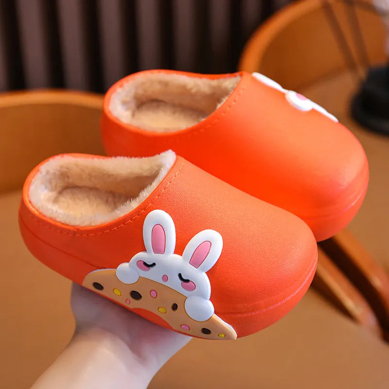 Cartoon Winter Slippers - Warm, Waterproof, Non-Slip for Kids and Parents