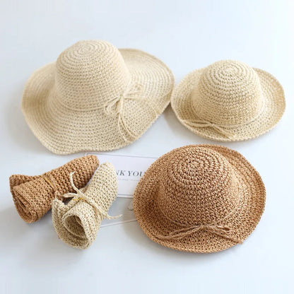 Child Summer Straw Hat: Foldable Beach Cap