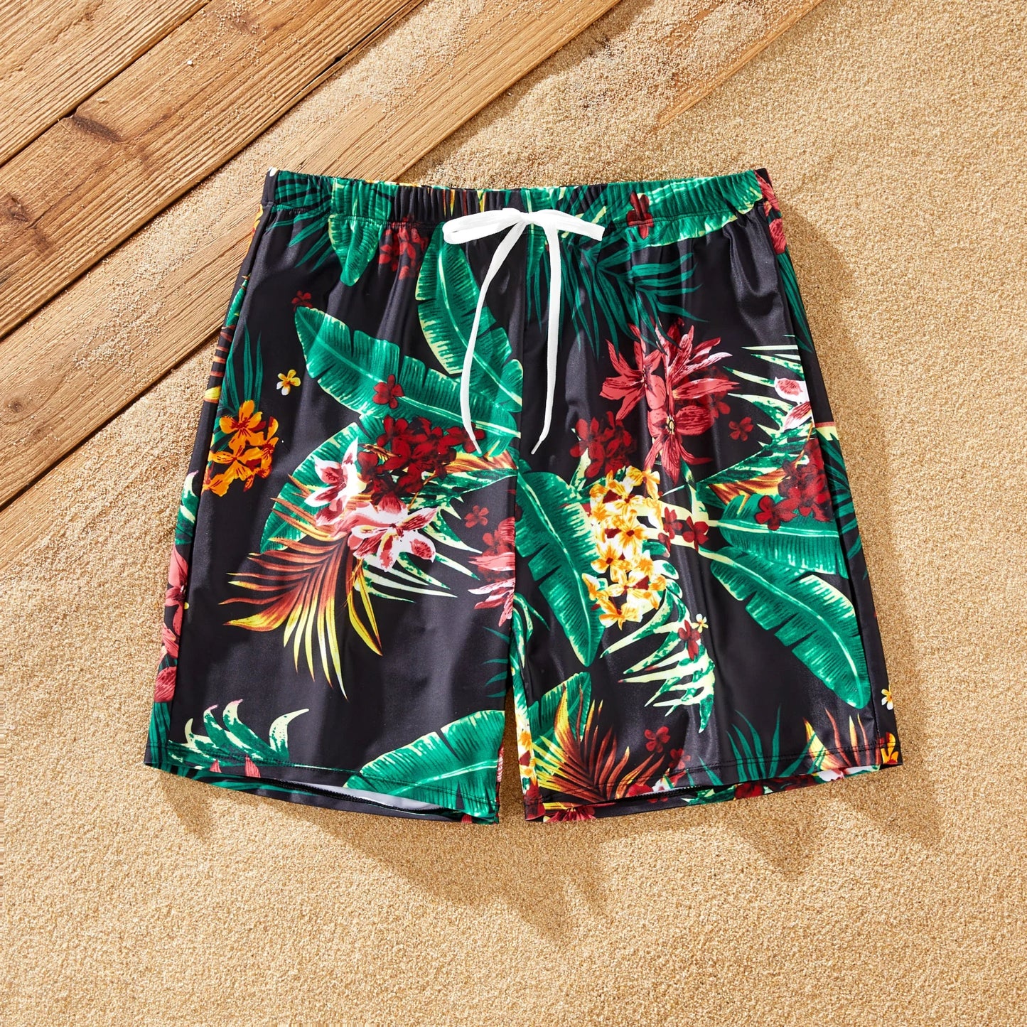 Floral Drawstring Swim Trunks & Halter Top Swimsuit: Perfect for Summer