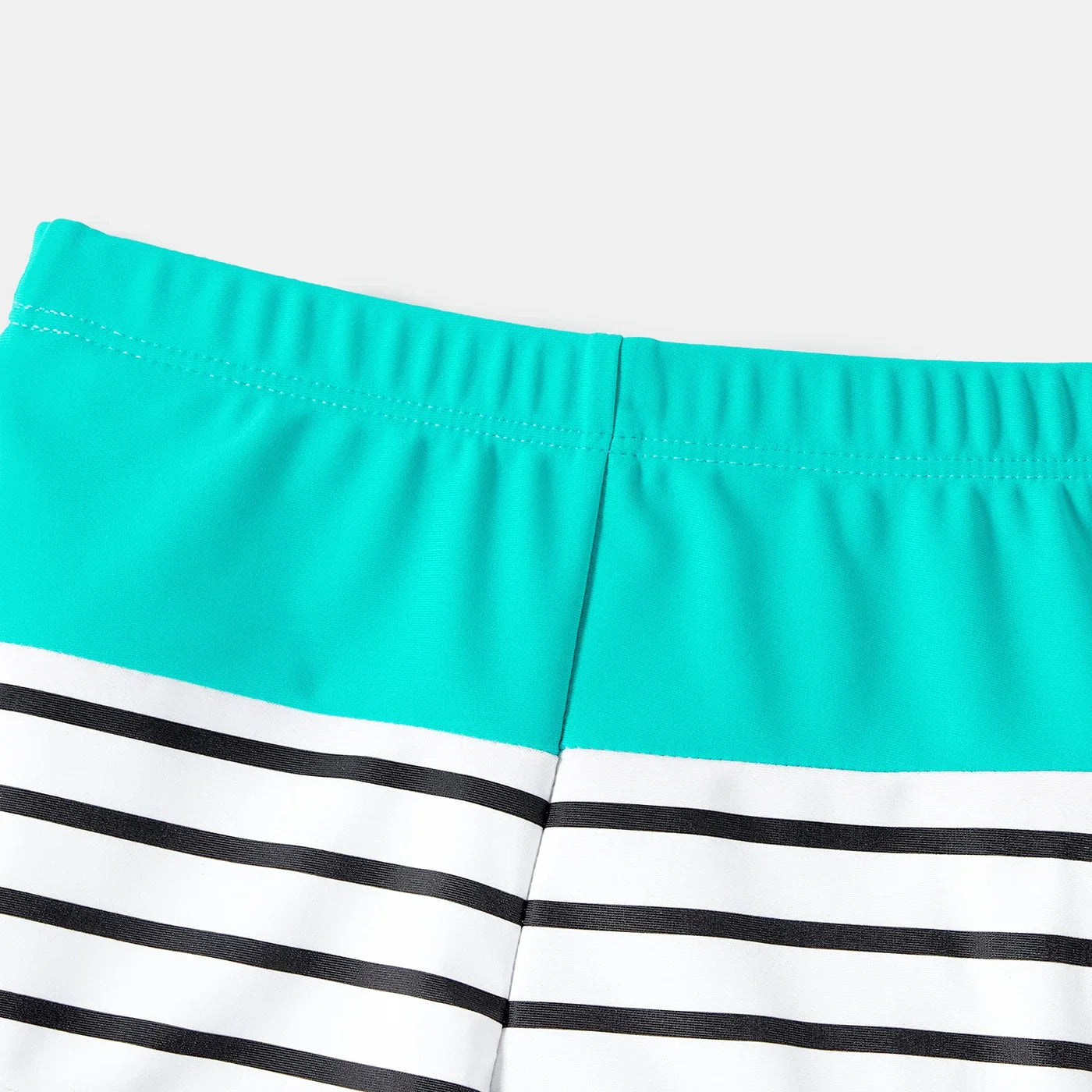 Family Matching Swimwear: Striped One-Piece & Colorblock Trunks, Summer Ready