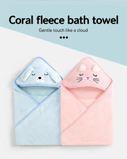 Super Soft Cartoon Hooded Baby Bath Towel - Cozy and Cute