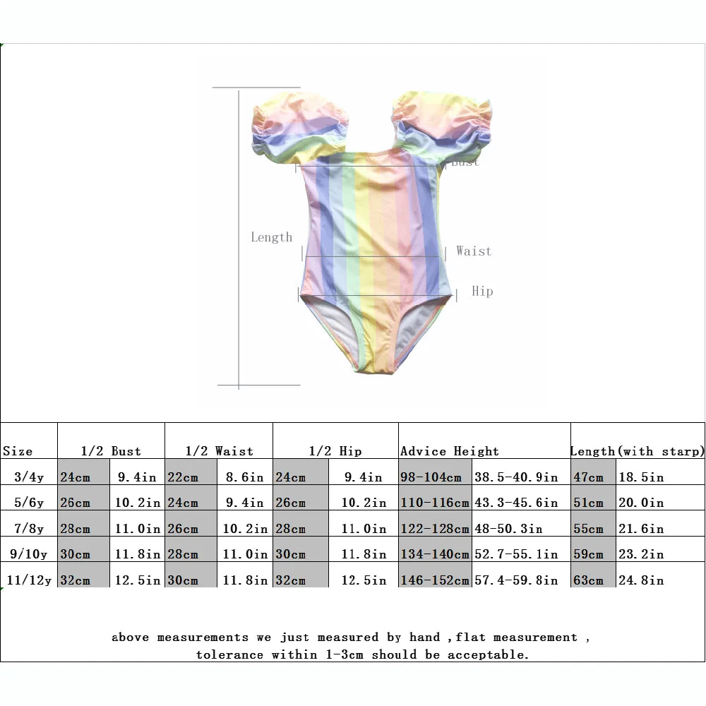 Gradient Puff Sleeve Girls' Swimsuit - Mermaid Bathing Suit