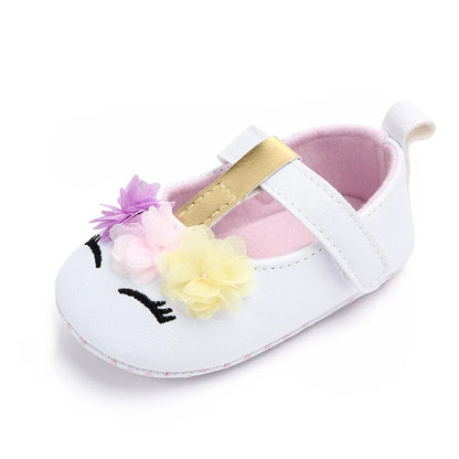 Prewalking Shoes: Soft PU Toddler Girl Shoes with Cute Flower Design