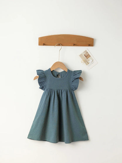 Baby Girls' Tie-back Overall Dress: Cotton Summer Casual Wear