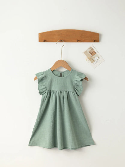 Baby Girls' Tie-back Overall Dress: Cotton Summer Casual Wear