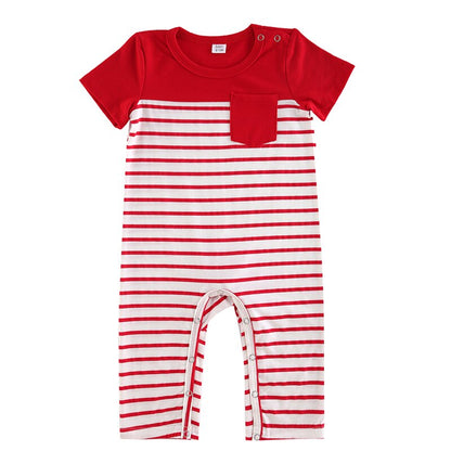 Family Matching Outfits Striped Dress with Bow Button T-Shirt Casual  Family Look
