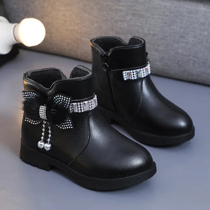 Cozy Mid-Length Leather Boots for Stylish Kids
